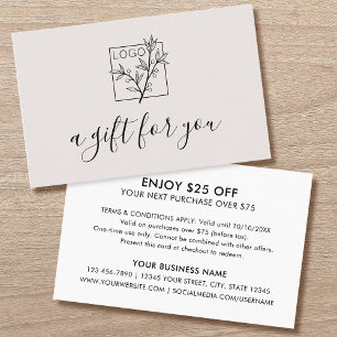 Tarjeta De Visita Un regalo para ti compras logotipo personalizado o