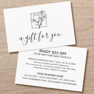 Tarjeta De Visita Un regalo para usted Compras Logotipo personalizad