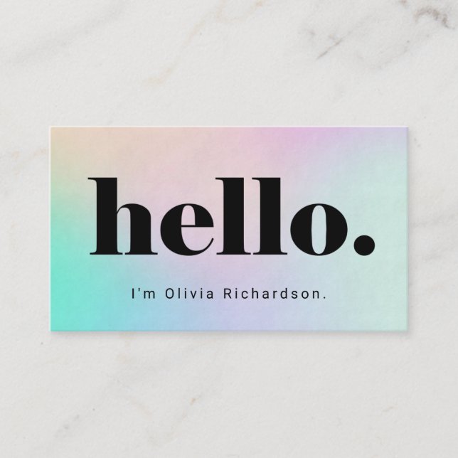 Tarjeta De Visita Un saludo simple| Diseño holográfico moderno (Anverso)