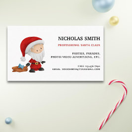 Tarjeta De Visita Un Santa Claus profesional con Navidades de juguet