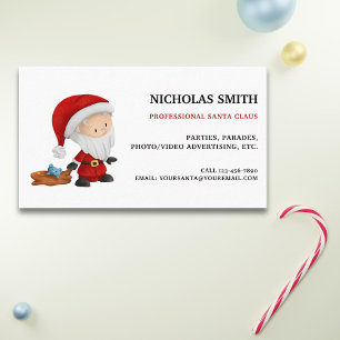 Tarjeta De Visita Un Santa Claus profesional con Navidades de juguet
