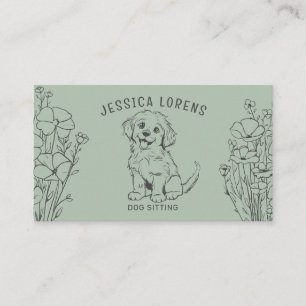 Tarjeta De Visita Un sitio de perros verdes con sabios modernos, un 