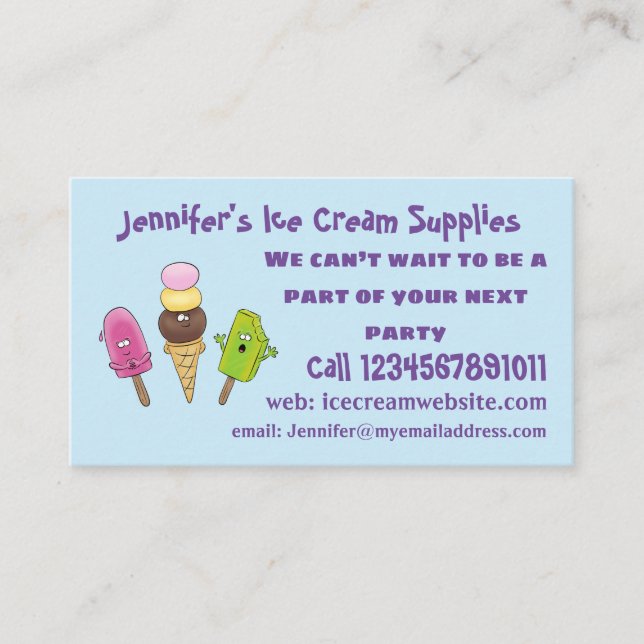 Tarjeta De Visita Un trío de personalizado de helados de helado de s (Anverso)