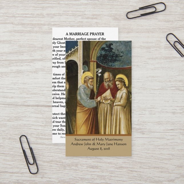 Tarjeta De Visita Una Boda católica rezando a favor de la sagrada ca (Anverso/Reverso In Situ)