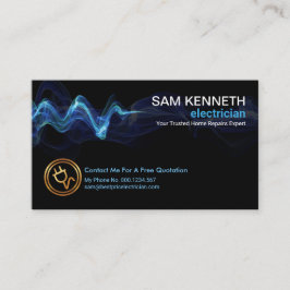 Tarjeta De Visita Una casa alumbrante azul respira a un electricista