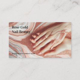 Tarjeta De Visita Uña de Maquillaje Hermosa de Oro Rosa