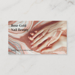 Tarjeta De Visita Uña de Maquillaje Hermosa de Oro Rosa