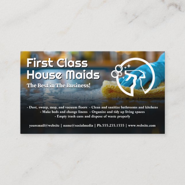 Tarjeta De Visita Una doncella limpiando la cocina (Anverso)