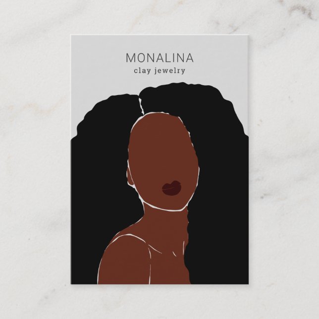 Tarjeta De Visita Una mujer africana se gana la exhibición de joyas  (Anverso)