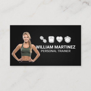 Tarjeta De Visita Una Mujer Apropiada Sonriendo   Iconos de fitness