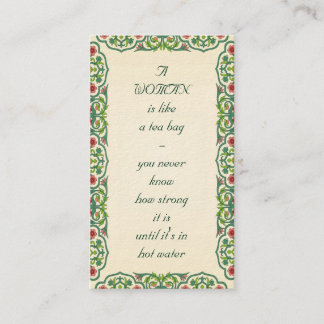 Tarjeta De Visita UNA MUJER es como una bolsita de té - usted nunca