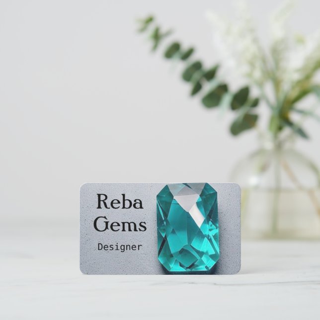 Tarjeta De Visita Una única gema de suerte Verde azulada (Anverso de pie)