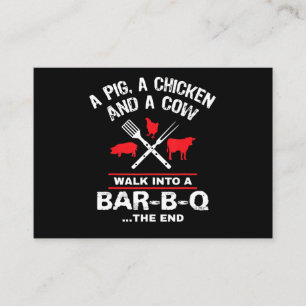Tarjeta De Visita Una vaca lechera entra a una divertida barbacoa