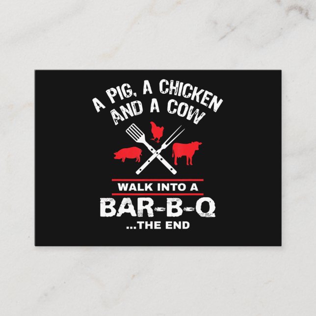 Tarjeta De Visita Una vaca lechera entra a una divertida barbacoa (Anverso)