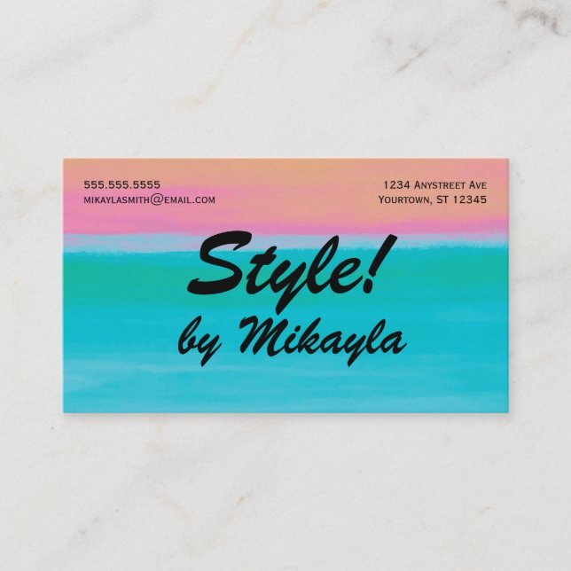 Tarjeta De Visita Uñas de estilo de belleza con gradiente de turques (Anverso)
