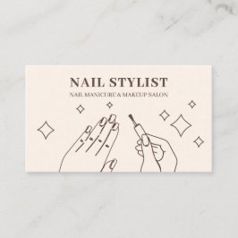 Tarjeta De Visita Uñas Marfil Beige Manicura Estilista Maquillaje