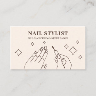 Tarjeta De Visita Uñas Marfil Beige Manicura Estilista Maquillaje