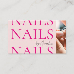 Tarjeta De Visita Uñas modernas en negrita Rosa pálido negro Foto