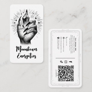 Tarjeta De Visita Uñas Negras Largas y Energía de Cristal QR de Rede