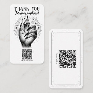 Tarjeta De Visita Uñas Negras Largas y Energía de Cristal Regalo QR