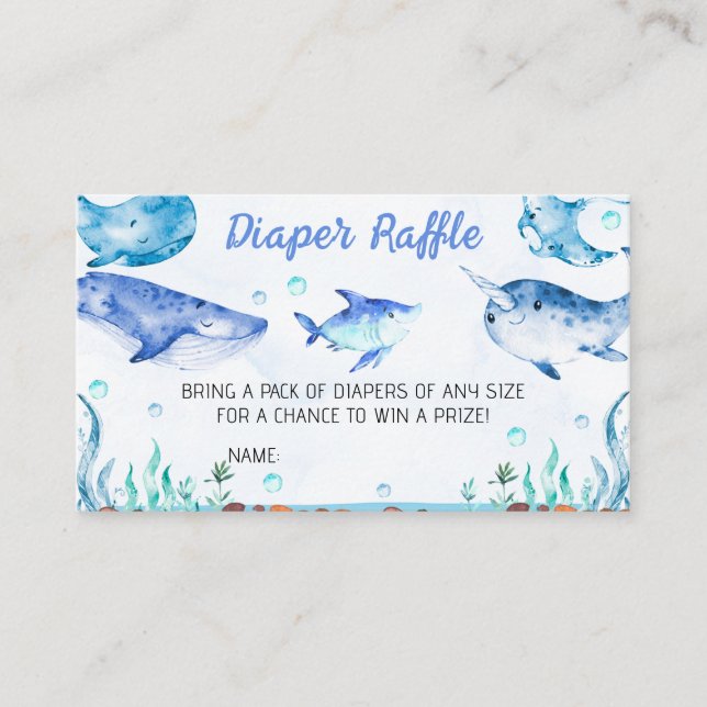 Tarjeta De Visita Under the Sea Baby Shower Diaper Raffle (Anverso)