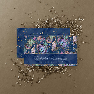 Tarjeta De Visita Underwater Blue Luxe   Caminata de Oro Pastel