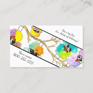 Tarjeta De Visita Única acuarela Whimsical Birds Business Card