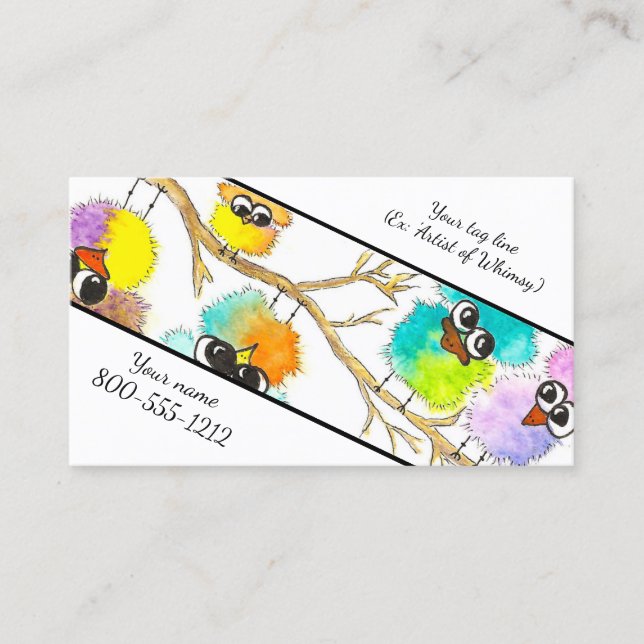 Tarjeta De Visita Única acuarela Whimsical Birds Business Card (Anverso)