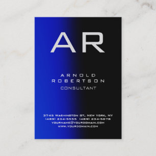 Tarjeta de visita única azul azul en monograma