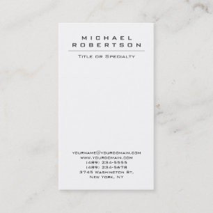 Tarjeta de visita única blanca y simple de moda