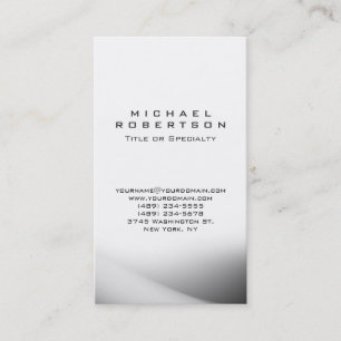 Tarjeta de visita única de color blanco gris verti