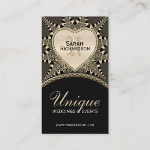 Tarjeta de visita única de la boda del oro