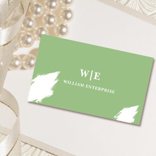 tarjeta de visita única de sage green y white abst