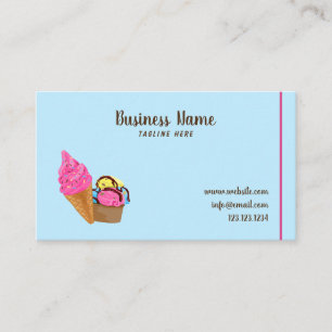 Tarjeta De Visita Única repostería Sky Blue Sweet Ice Cream Cup