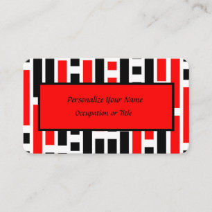 Tarjeta de visita única Retro 50 Art Deco Red Blac