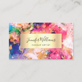 Tarjeta De Visita Único acuarela Salón de belleza de Relieve metaliz