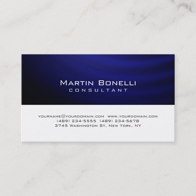 Tarjeta De Visita Único arte azul blanco contemporáneo (Anverso)