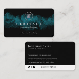 Tarjeta De Visita Único azul nublado y negro Añadir su logotipo