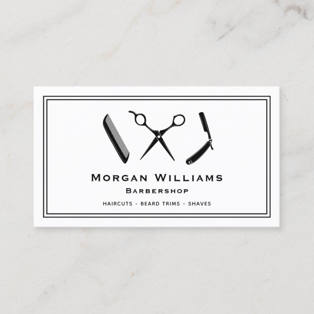 Tarjeta De Visita Único Barbershop Haircut Beard Trim Shave (Anverso)