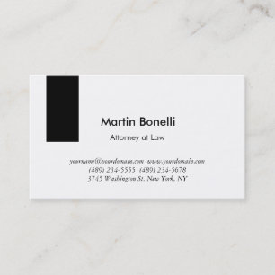 Tarjeta De Visita Único Clásico Simple Blanco & Negro