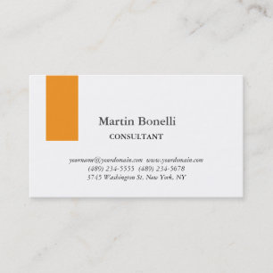 Tarjeta De Visita Único Clásico Simple Naranja y Blanco