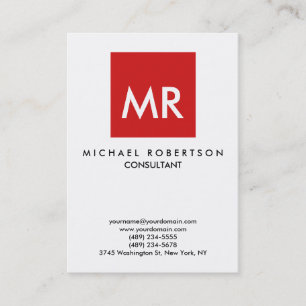 Tarjeta De Visita Único elegante del monograma blanco rojo de la
