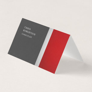 Tarjeta De Visita Único Especial Colorido Red Gray Trendy