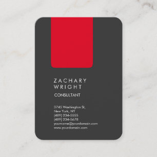 Tarjeta De Visita Único Gris Rojo Moderno Elegante Profesional