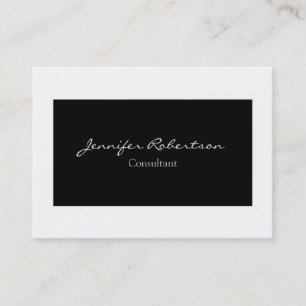 Tarjeta De Visita Único llano blanco negro simple clásico