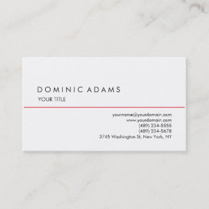 Tarjeta De Visita Único profesional blanco negro llano elegante