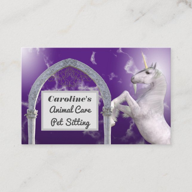 Tarjeta De Visita Unicorn Horse Purple Marble Animal (Anverso)