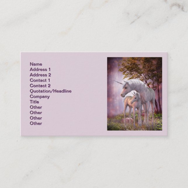 Tarjeta De Visita Unicorn Mare y Foal (Anverso)