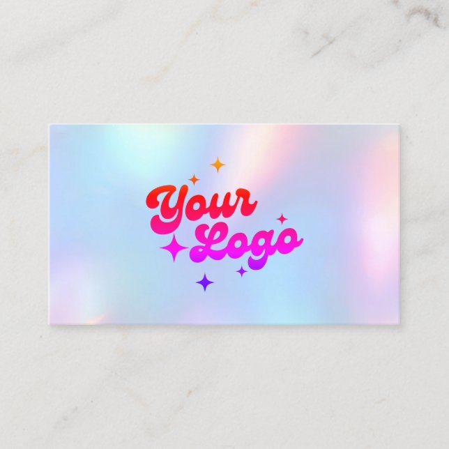 Tarjeta De Visita Unicorn Rainbow Pastel Holographic Logo (Anverso)