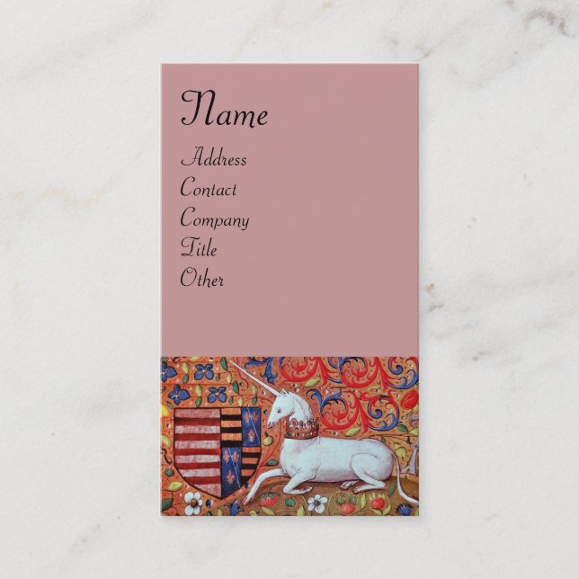Tarjeta De Visita UNICORN ,rosa antiguo (Anverso)